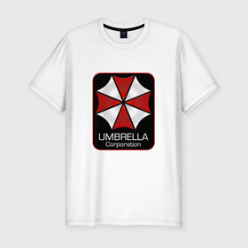 Мужская футболка премиум с принтом Umbrella corporation в Тюмени, 92% хлопок, 8% лайкра | приталенный силуэт, круглый вырез ворота, длина до линии бедра, короткий рукав | resident evil | вирус | зомби