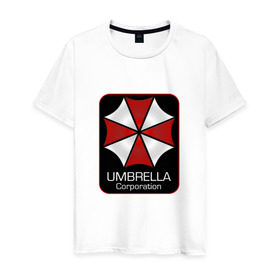 Мужская футболка хлопок с принтом Umbrella corporation в Тюмени, 100% хлопок | прямой крой, круглый вырез горловины, длина до линии бедер, слегка спущенное плечо. | Тематика изображения на принте: resident evil | вирус | зомби
