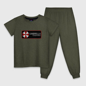 Детская пижама хлопок с принтом Umbrella corporation Нашивка-2 в Тюмени, 100% хлопок |  брюки и футболка прямого кроя, без карманов, на брюках мягкая резинка на поясе и по низу штанин
 | resident evil | вирус | зомби