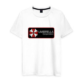 Мужская футболка хлопок с принтом Umbrella corporation Нашивка-2 в Тюмени, 100% хлопок | прямой крой, круглый вырез горловины, длина до линии бедер, слегка спущенное плечо. | Тематика изображения на принте: resident evil | вирус | зомби