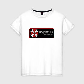 Женская футболка хлопок с принтом Umbrella corporation Нашивка-2 в Тюмени, 100% хлопок | прямой крой, круглый вырез горловины, длина до линии бедер, слегка спущенное плечо | resident evil | вирус | зомби