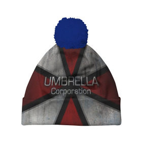 Шапка 3D c помпоном с принтом Umbrella corps в Тюмени, 100% полиэстер | универсальный размер, печать по всей поверхности изделия | resident evil | вирус | зомби