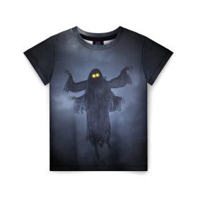 Детская футболка 3D с принтом Призрак в тумане в Тюмени, 100% гипоаллергенный полиэфир | прямой крой, круглый вырез горловины, длина до линии бедер, чуть спущенное плечо, ткань немного тянется | привидение