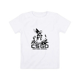 Детская футболка хлопок с принтом cs:go - Defuse Angel в Тюмени, 100% хлопок | круглый вырез горловины, полуприлегающий силуэт, длина до линии бедер | cs | csgo | ct | fire | game | terror | го | кс | ксго | огонь