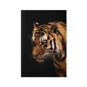 Обложка для паспорта матовая кожа с принтом Тигр в Тюмени, натуральная матовая кожа | размер 19,3 х 13,7 см; прозрачные пластиковые крепления | полосы | хищник