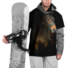 Накидка на куртку 3D с принтом Породистый жеребец в Тюмени, 100% полиэстер |  | жеребец | животные | конь | лошадка | лошадь | погоня | седло | скакун | скачки | узда