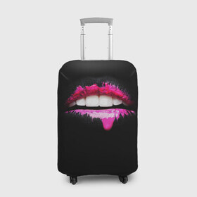 Чехол для чемодана 3D с принтом Губы в краске в Тюмени, 86% полиэфир, 14% спандекс | двустороннее нанесение принта, прорези для ручек и колес | fashion | арт | гламур | губы | девушкам | дерзость | дизайн | зубы | искусство | клуб | краска | крутость | мода | пафос | тусовка