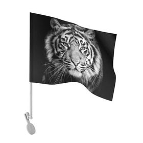 Флаг для автомобиля с принтом Красавец тигр в Тюмени, 100% полиэстер | Размер: 30*21 см | джунгли | дикая кошка | животные | зверь | король | кровь | мясо | опасность | охотник | тигр | хищник | царь | цирк