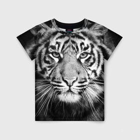Детская футболка 3D с принтом Красавец тигр в Тюмени, 100% гипоаллергенный полиэфир | прямой крой, круглый вырез горловины, длина до линии бедер, чуть спущенное плечо, ткань немного тянется | джунгли | дикая кошка | животные | зверь | король | кровь | мясо | опасность | охотник | тигр | хищник | царь | цирк