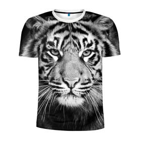 Мужская футболка 3D спортивная с принтом Красавец тигр в Тюмени, 100% полиэстер с улучшенными характеристиками | приталенный силуэт, круглая горловина, широкие плечи, сужается к линии бедра | джунгли | дикая кошка | животные | зверь | король | кровь | мясо | опасность | охотник | тигр | хищник | царь | цирк