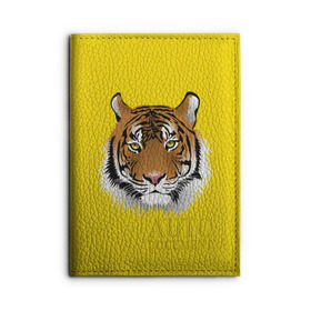 Обложка для автодокументов с принтом Морда тигра в Тюмени, натуральная кожа |  размер 19,9*13 см; внутри 4 больших “конверта” для документов и один маленький отдел — туда идеально встанут права | зверь | кошка | полосы | тигр | хищник