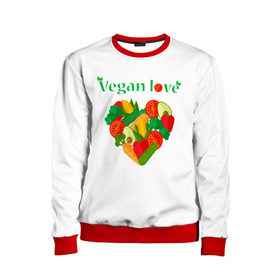 Детский свитшот 3D с принтом Vegan love в Тюмени, 100% полиэстер | свободная посадка, прямой крой, мягкая тканевая резинка на рукавах и понизу свитшота | art | vegan | вегетарианство | любовь | овощи | фрукты