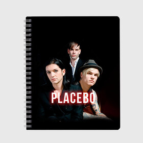 Тетрадь с принтом Placebo группа в Тюмени, 100% бумага | 48 листов, плотность листов — 60 г/м2, плотность картонной обложки — 250 г/м2. Листы скреплены сбоку удобной пружинной спиралью. Уголки страниц и обложки скругленные. Цвет линий — светло-серый
 | placebo | брайан молко | молко | плацебо | плейсибо | плэйсибо