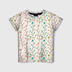 Детская футболка 3D с принтом Цветочные лианы в Тюмени, 100% гипоаллергенный полиэфир | прямой крой, круглый вырез горловины, длина до линии бедер, чуть спущенное плечо, ткань немного тянется | Тематика изображения на принте: весна | лианы | цвета | цветы