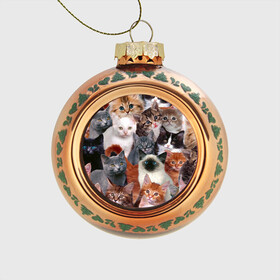 Стеклянный ёлочный шар с принтом Котики в Тюмени, Стекло | Диаметр: 80 мм | Тематика изображения на принте: cat | cats | кот | котик | коты | котята