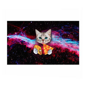 Бумага для упаковки 3D с принтом Кот с едой в Тюмени, пластик и полированная сталь | круглая форма, металлическое крепление в виде кольца | Тематика изображения на принте: art | cat | pizza | space | еда | космос | кот | кот в космосе | кот с едой | котенок | котик | пицца