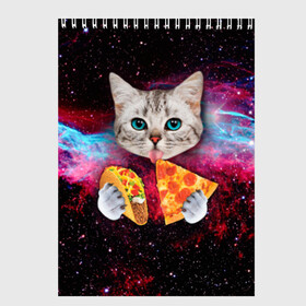 Скетчбук с принтом Кот с едой в Тюмени, 100% бумага
 | 48 листов, плотность листов — 100 г/м2, плотность картонной обложки — 250 г/м2. Листы скреплены сверху удобной пружинной спиралью | Тематика изображения на принте: art | cat | pizza | space | еда | космос | кот | кот в космосе | кот с едой | котенок | котик | пицца