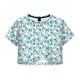 Женская футболка 3D укороченная с принтом Которыб в Тюмени, 100% полиэстер | круглая горловина, длина футболки до линии талии, рукава с отворотами | котики | милые | паттерн