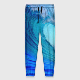 Женские брюки 3D с принтом Волна в Тюмени, полиэстер 100% | прямой крой, два кармана без застежек по бокам, с мягкой трикотажной резинкой на поясе и по низу штанин. В поясе для дополнительного комфорта — широкие завязки | волна | лето | море | новая | синяя