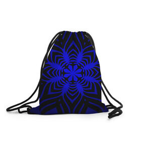 Рюкзак-мешок 3D с принтом Трайбл узор в Тюмени, 100% полиэстер | плотность ткани — 200 г/м2, размер — 35 х 45 см; лямки — толстые шнурки, застежка на шнуровке, без карманов и подкладки | градиент | синий | цветок | черный