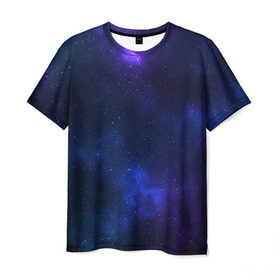 Мужская футболка 3D с принтом Звёздное небо в Тюмени, 100% полиэфир | прямой крой, круглый вырез горловины, длина до линии бедер | Тематика изображения на принте: вселенная | галактика | звёзды | камета | космос | метеориты | метеоры | небо | ночь | солнечная система