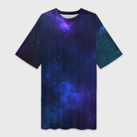 Платье-футболка 3D с принтом Звёздное небо в Тюмени,  |  | вселенная | галактика | звёзды | камета | космос | метеориты | метеоры | небо | ночь | солнечная система
