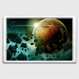 Магнит 45*70 с принтом Метеориты в Тюмени, Пластик | Размер: 78*52 мм; Размер печати: 70*45 | вселенная | галактика | звёзды | земля | камета | космос | метеориты | метеоры | орбита | планеты | солнце