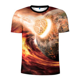 Мужская футболка 3D спортивная с принтом Падение метеорита в Тюмени, 100% полиэстер с улучшенными характеристиками | приталенный силуэт, круглая горловина, широкие плечи, сужается к линии бедра | Тематика изображения на принте: астероид | вселенная | галактика | звезды | катастрофа | планеты | туманность