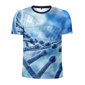 Мужская футболка 3D спортивная с принтом Молекула ДНК в Тюмени, 100% полиэстер с улучшенными характеристиками | приталенный силуэт, круглая горловина, широкие плечи, сужается к линии бедра | dna | биохимия | внешность | ген | генетика | днк | молекула | наследственность | спираль | способности | структура | характер | черты