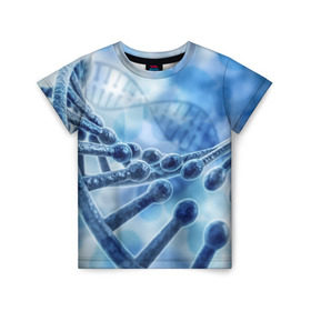 Детская футболка 3D с принтом Молекула ДНК в Тюмени, 100% гипоаллергенный полиэфир | прямой крой, круглый вырез горловины, длина до линии бедер, чуть спущенное плечо, ткань немного тянется | dna | биохимия | внешность | ген | генетика | днк | молекула | наследственность | спираль | способности | структура | характер | черты