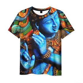 Мужская футболка 3D с принтом Индия в Тюмени, 100% полиэфир | прямой крой, круглый вырез горловины, длина до линии бедер | богиня | индия | новая | хинди | цветная