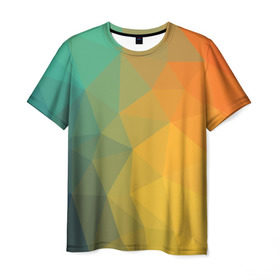 Мужская футболка 3D с принтом LowPoly Gradient в Тюмени, 100% полиэфир | прямой крой, круглый вырез горловины, длина до линии бедер | colors | gradient | lowpoly | poly | градиент | цвета