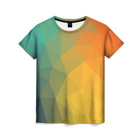Женская футболка 3D с принтом LowPoly Gradient в Тюмени, 100% полиэфир ( синтетическое хлопкоподобное полотно) | прямой крой, круглый вырез горловины, длина до линии бедер | colors | gradient | lowpoly | poly | градиент | цвета