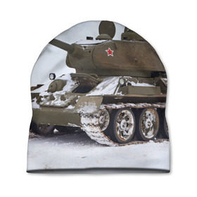 Шапка 3D с принтом Танк т34-85 в Тюмени, 100% полиэстер | универсальный размер, печать по всей поверхности изделия | 34 85 | армия | танк