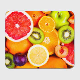 Коврик прямоугольный с принтом Фрукты в Тюмени, натуральный каучук | размер 230 х 185 мм; запечатка лицевой стороны | апельсин | киви | новая | фрукты | цитрус