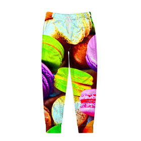 Мужские брюки 3D с принтом Макароны в Тюмени, 100% полиэстер | манжеты по низу, эластичный пояс регулируется шнурком, по бокам два кармана без застежек, внутренняя часть кармана из мелкой сетки | макаруны | печенье | разноцветный
