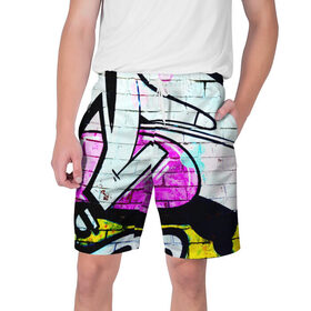 Мужские шорты 3D с принтом Абстрактный в Тюмени,  полиэстер 100% | прямой крой, два кармана без застежек по бокам. Мягкая трикотажная резинка на поясе, внутри которой широкие завязки. Длина чуть выше колен | граффити | искусство