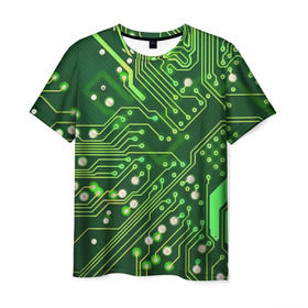 Мужская футболка 3D с принтом Микросхема в Тюмени, 100% полиэфир | прямой крой, круглый вырез горловины, длина до линии бедер | it | компьютер | материнка | микросхема | пк | процессор