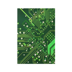 Обложка для паспорта матовая кожа с принтом Микросхема в Тюмени, натуральная матовая кожа | размер 19,3 х 13,7 см; прозрачные пластиковые крепления | it | компьютер | материнка | микросхема | пк | процессор