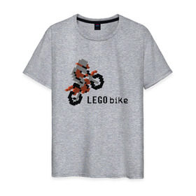 Мужская футболка хлопок с принтом Лего мотоцикл в Тюмени, 100% хлопок | прямой крой, круглый вырез горловины, длина до линии бедер, слегка спущенное плечо. | Тематика изображения на принте: lego | конструктор | лего | мотоцикл