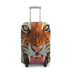 Чехол для чемодана 3D с принтом Амурский тигр в Тюмени, 86% полиэфир, 14% спандекс | двустороннее нанесение принта, прорези для ручек и колес | амур | голова | животные | кошка | оскал | тигр