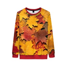 Женский свитшот 3D с принтом Осень на дворе в Тюмени, 100% полиэстер с мягким внутренним слоем | круглый вырез горловины, мягкая резинка на манжетах и поясе, свободная посадка по фигуре | бордовый | жёлтый | красный | листва | листья