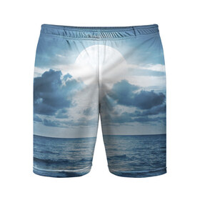 Мужские шорты 3D спортивные с принтом Солнце садится в Тюмени,  |  | Тематика изображения на принте: луна | море | ночь | пейзаж