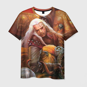 Мужская футболка 3D с принтом Ведьмак в Тюмени, 100% полиэфир | прямой крой, круглый вырез горловины, длина до линии бедер | gerald | wild hunt | witcher | ведьмак | геральд | дикая охота