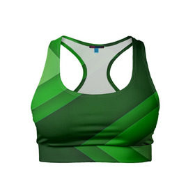 Женский спортивный топ 3D с принтом Зелёные стрелы в Тюмени, 82% полиэстер, 18% спандекс Ткань безопасна для здоровья, позволяет коже дышать, не мнется и не растягивается |  | геометрия | зеленый | полосы