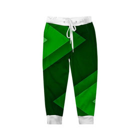 Детские брюки 3D с принтом Зелёные стрелы в Тюмени, 100% полиэстер | манжеты по низу, эластичный пояс регулируется шнурком, по бокам два кармана без застежек, внутренняя часть кармана из мелкой сетки | геометрия | зеленый | полосы