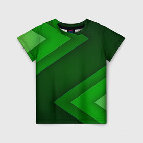Детская футболка 3D с принтом Зелёные стрелы в Тюмени, 100% гипоаллергенный полиэфир | прямой крой, круглый вырез горловины, длина до линии бедер, чуть спущенное плечо, ткань немного тянется | геометрия | зеленый | полосы