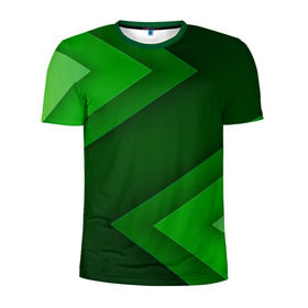 Мужская футболка 3D спортивная с принтом Зелёные стрелы в Тюмени, 100% полиэстер с улучшенными характеристиками | приталенный силуэт, круглая горловина, широкие плечи, сужается к линии бедра | геометрия | зеленый | полосы