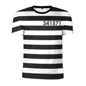 Мужская футболка 3D спортивная с принтом Заключенный в Тюмени, 100% полиэстер с улучшенными характеристиками | приталенный силуэт, круглая горловина, широкие плечи, сужается к линии бедра | заключенный | полосатый | тюремная форма | форма