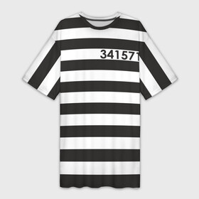 Платье-футболка 3D с принтом Заключенный в Тюмени,  |  | заключенный | полосатый | тюремная форма | форма